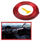 BUFFER® Kırmızı Araba Oto Trim Dekorasyon Şeridi Kauçuk Elastik Kolay Kurulum 5 metre Şerit Bant 